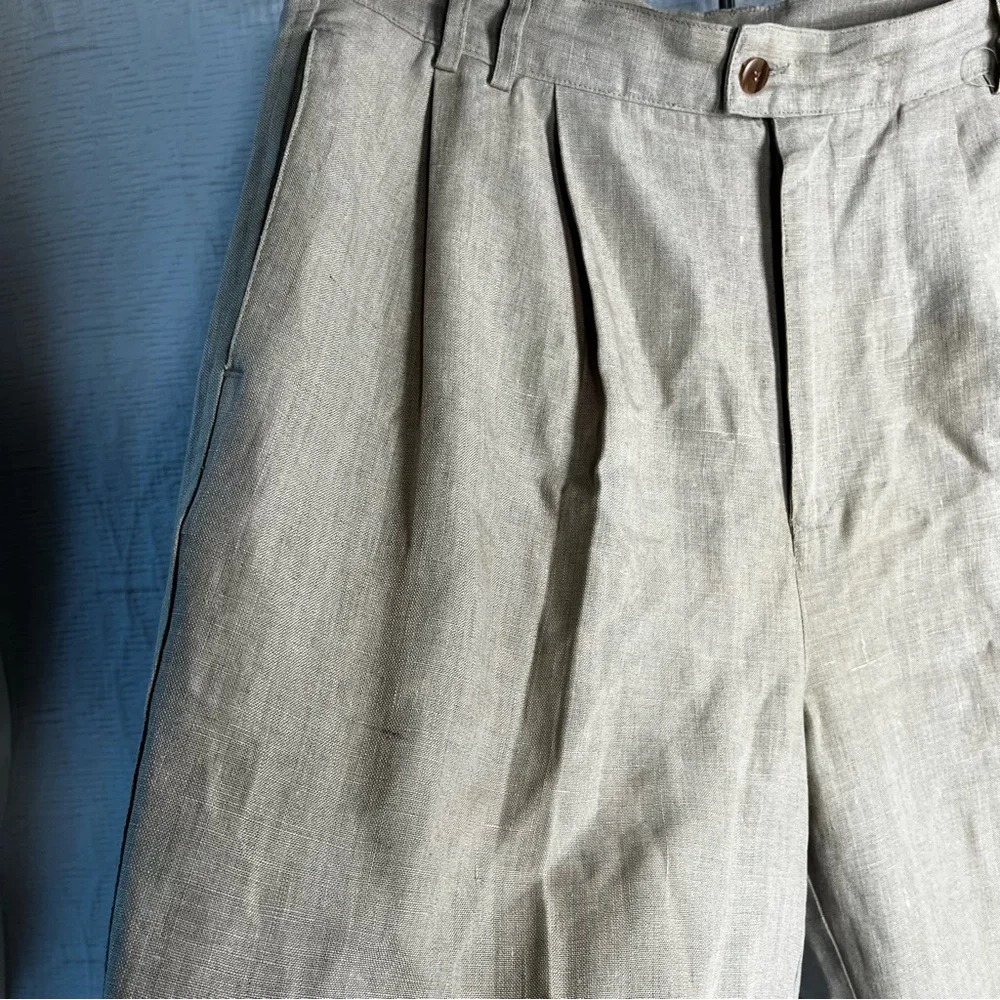 Zeidler and Zeidler 100 Linen Pants Mens 34 Long Pleated Front High Waisted Pant